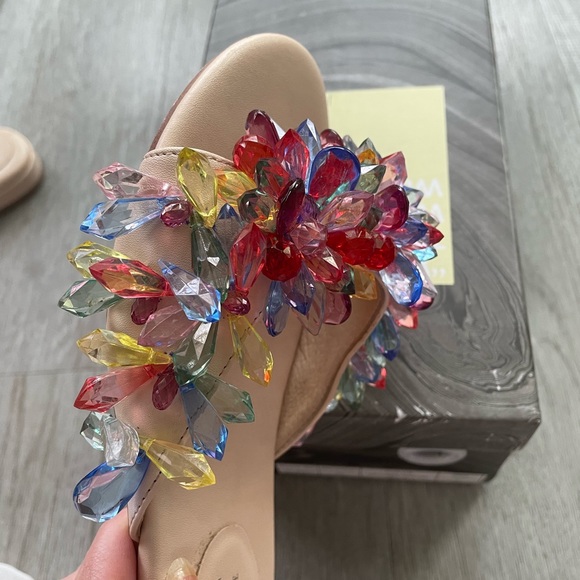 Jeffrey Campbell Glimmer Slide Sandals in Natural Pastel Multi - Picture 12 of 13